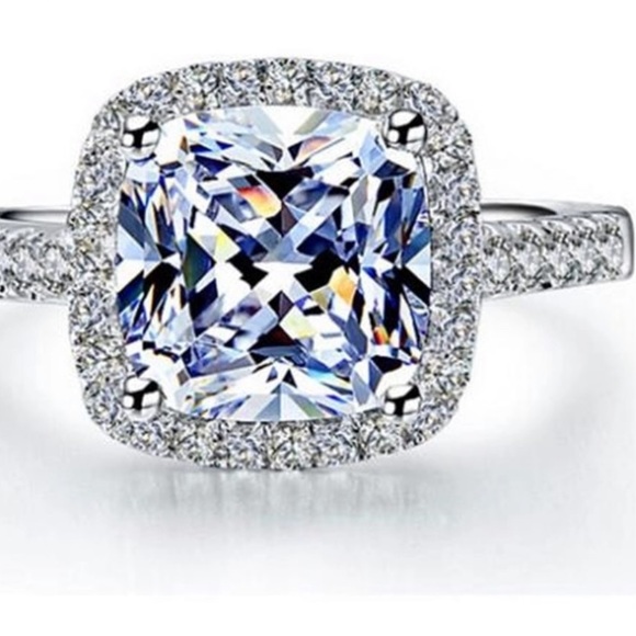 100% 925  Rings Wedding Engagement Cubic Zirconia - Picture 2 of 4